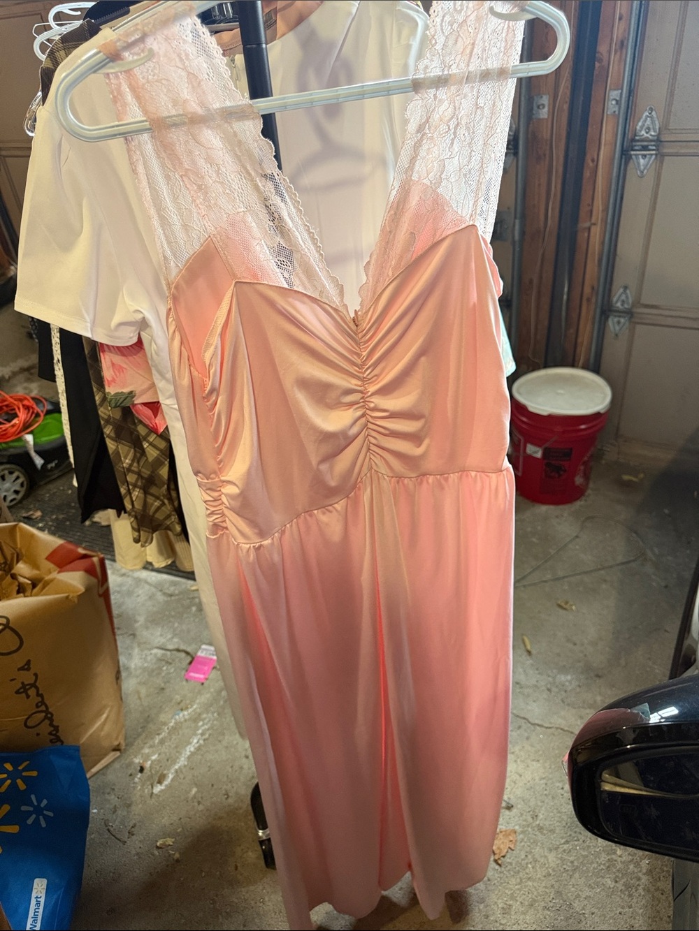 Lace-Trim Satin Chemise Nightgown - Pink